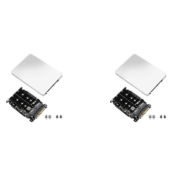 2X M.2 SSD į U.2 adapteris 2In1 M.2 Nvme ir SATA-Bus NGFF SSD į PCI-E U.2 SFF-8639 adapteris Pcie M2 keitiklis, su apvalkalu
