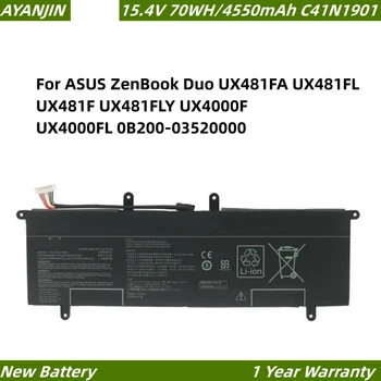 C41N1901 15.4V 70WH nešiojamojo kompiuterio baterija skirta ASUS ZenBook Duo UX481FA UX481FL UX481F UX481FLY UX4000F UX4000FL 0B200-03520000