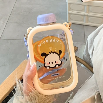 Kawaii Sanrio Pochacco animacinis filmas Vandens taurė Aukšto grožio mergina Miela anime kvadratinė taurė Vaikų studentų nešiojamas vasaros plastikinis puodelis