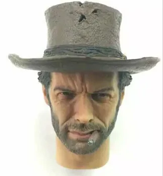 West Cowboy 1/6 Scale Clint Eastwood Head Sculpt with Cap Model for 12in Action Figure Toy Collection