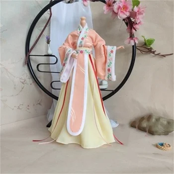 Ilga priekaba Suknelė 1/6 moteriškos tradicijos Hanfu ilga suknelė kinų senovinių marškinių drabužių kostiumas 12inch veiksmo figūriniams žaislams