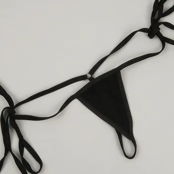 Moterys Tvarstis Bikini dirželiai Mini Micro G stygos Medvilninis tinklelis Skaidrus maudymasis Tanga Kelnaitės Apačia Bechwear Saulės vonia maudymosi kostiumėlis