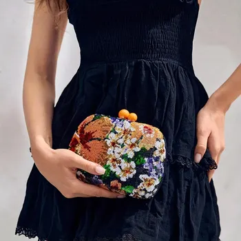 retro blizgučiai vakarinė suknelė gėlių rašto sankabos mini krepšys - puikiai tinka vakarėliui, vestuvėms, klubui, vakarienei!