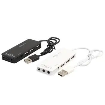 3 prievadas USB 2.0 šakotuvas Išorinis 7.1Ch garso plokštės ausinių mikrofono adapteris kompiuteriui