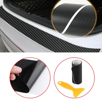 1PC Juodas automobilis universaliai durelių apsaugos nuo smūgio lipdukas bagažinės slenksčio anglies pluošto lipdukas automatinis apsaugos nuo įbrėžimų apsauginės juostelės automobilio lipdukas