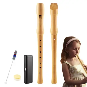 Įrašymo instrumentas vaikams Sunkus 8 skylių pirštų fleita vaikams Natūralios spalvos C klavišas Medinis įrašymo įrenginys Profesionalus grojimas