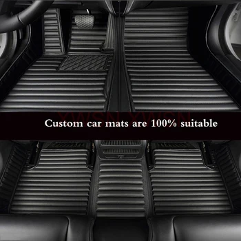 dryžuotos Pu odos pritaikytas 5D automobilių grindų kilimėlis Land Rover Range Rover Evoque 2 durims 2012-2015 4 durys Interjero aksesuarai