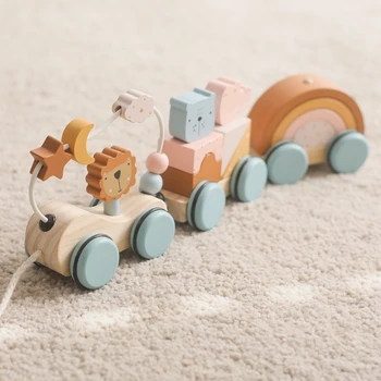 1PC Mediniai žaislai Kūdikis Mediniai žaislai Bukas Medis Animacinis filmas Liūtas Automobilis Montessori Mokomieji žaislai Berniukas Mergaitė Kūdikis 0-12 mėnesių Žaislai Naujagimio dovanos