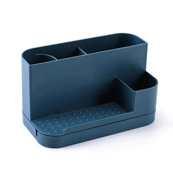 1 PCS Mėlyna rotacinė lentyna Kanceliarinių prekių laikymo dėžutė namams, biurui, kanceliarinėms prekėms laikyti
