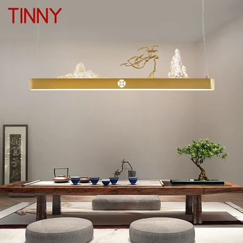 TINNY Modern Home LED Light Chinese Creative Gold Stačiakampio kalno rašto šviestuvas Teahouse valgomajam