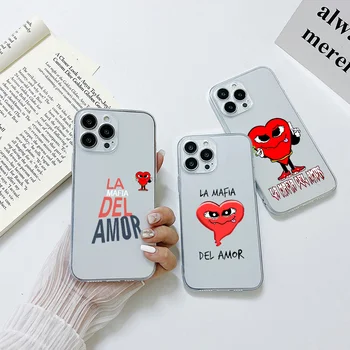 Mafia Of Love Red Heart Pattern Phone Case For Samsung A53 A50 A12 A51 A72 A71 A73 A32 A22 A20 A30 A21S 4G 5G Transparent Capa