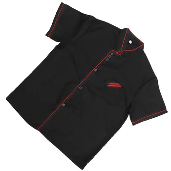 Unisex Šefo trumpomis rankovėmis uniforma Basical Chef Maitinimo marškinėliai kepykloms Maitinimo paslaugos restorano dydis XXXL (juodas)