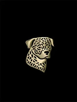 Naujo dizaino klasikinis gyvūnas Rotveileris šuo Broche Gold sidabro spalvos dizainerio sagė vyrams Overwatch dovana draugui tėvui