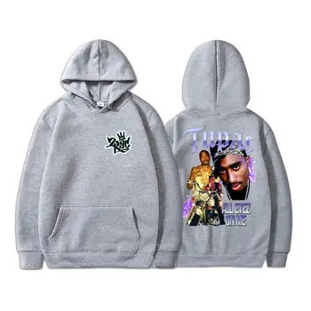 Reperis Tupac 2PAC vyriški gobtuvai Hop Star Hoodie gatvės drabužiai Vintažiniai džemperiai su gobtuvu Vyrai Moterys Oversized Casual Hoodies