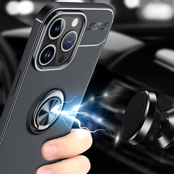 Fundas skirtas iPhone 15 Pro Max dėklas Automobilinis laikiklis stovas Magnetinis laikiklis TPU dangtelis, skirtas iPhone 15Plus Wite Finger Ring Capa buferis