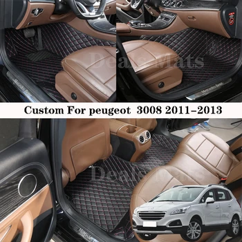Automobiliniai grindų kilimėliai Peugeot 3008 2011-2013 Oda visiems sezonams Neperšlampami kilimėliai Individualūs kilimų priedai