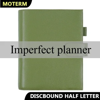 Limited Imperfect Moterm Discbound Series Half Letter Cover Genuine Pebbled Grain Junior Expansion Disc Bound Organizer Journal
