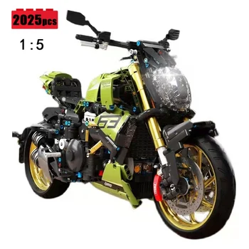 2022 Naujas 1:5 techninio motociklo statybinių blokelių modelis MOC City sportinių automobilių kaladėlių surinkimas Žaislų surinkimas berniukams gimtadienio dovanų rinkinys