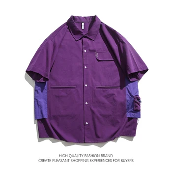 Japonų spalvą atitinkantys krovininiai marškiniai Cityboy Safari Marškinėliai keliomis kišeninėmis trumpomis rankovėmis vyriškai Summer Street Loose Unisex palaidinė