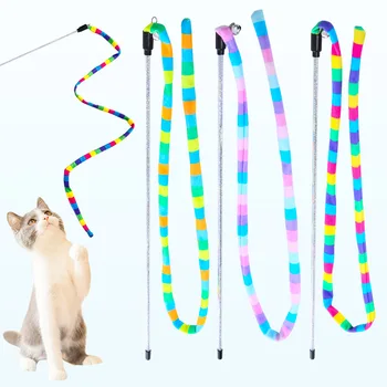 Kačių žaislai Vaivorykštės juostelės Juokinga katės lazdelė su varpeliu Interaktyvus žaidimas Naminių gyvūnėlių reikmenys Kačių žaislai Interaktyvus katės žaislas Kirminas ant virvelės