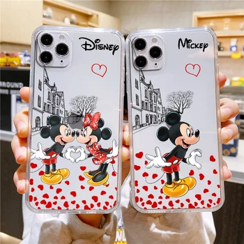 Disney Mickey Minnie pelė, skirta iPhone 14 13 12 Mini 11 XS Pro Max X XR 8 7 6 Plus 5 SE 2020 skaidrus telefono dėklo dangtelis