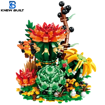 KNEW BUILT 3D modelio žaislas su apsauginiais kaktuso statybiniais blokais Dangtelis mergaitėms Suaugusiųjų namų dekoravimas Rožių gėlių surinkimo kaladėlės