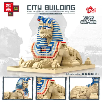 Egiptas Sfinksas Mikro statybiniai blokai Įžymūs architektūros 3D modelio piramidės mikro surinkti mini kaladėlių žaislai vaikų dovanai