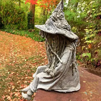 Sodo raganos statula Baisus vaiduoklis Sėdinti skulptūra Realistinė dekoracija Pagrindinis Vidaus lauko Helovino papuošalai Priedai