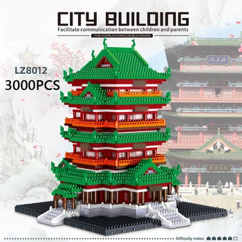Kinija Garsi istorinė kultūrinė architektūra Mikro deimantų bloko paviljonas Princo Teng Wang paviljonas Nanobrick plytų žaislai