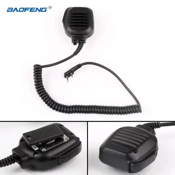 2-Pin Baofeng UV-5R Rankinis PTT vandeniui atsparus mikrofono garsiakalbis Mikrofonas, skirtas UV82 888S radijo ausinių racijai 
