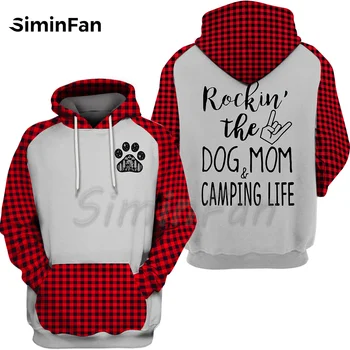 Rockin The Dog Mom Camping Life Christmas Men 3D Print Casual Hoodies Unisex džemperis Harajuku Pullover Moteriškas sportinis kostiumas 01