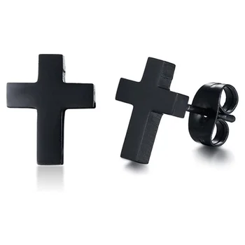 Nerūdijančio plieno Christian Mini Cross Smeigių auskarai Huggie Hoop auskarai vyrams Moterys Roko personalizuota Punk Party papuošalų dovana