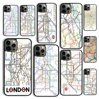 Autumu Londono metro vamzdžių žemėlapio telefono dėklo dangtelis iPhone 15 12 mini X XS XR 11 13 14 Pro Max SE 2020 Apple 6S 7 8 Plus