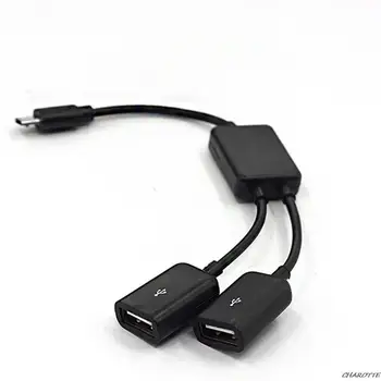 OTG 2 prievadas Mikro USB maitinimo įkrovimo šakotuvas kabelio skirstytuvo jungties adapteris išmaniajam kompiuteriui Planšetinis kompiuteris Duomenų laidas