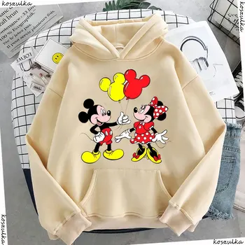 Mickey Minnie Mouse Cartoon Anime Moterų megztinis Pavasario ruduo Vyrai Oversized Hoodie 2024 Casual Couple Džemperių drabužių viršūnės