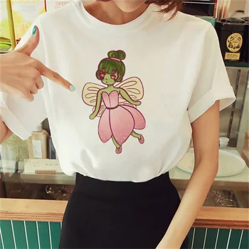 Akvarelė 90s Madingi Mieli drabužiai Moteriški drabužiai Moteriška spauda Mada Trumpomis rankovėmis Vasaros rašto marškinėliai Laisvalaikio marškinėliai