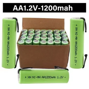 1.2V AA įkraunama baterija 1200mah nimh cell Žalias apvalkalas su suvirinimo skirtukais Philips elektriniam skustuvo skustuvo dantų šepetėliui
