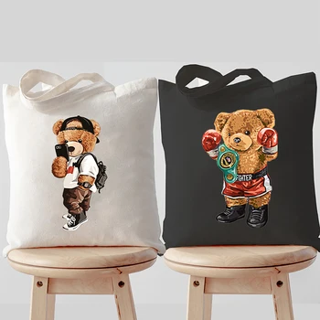 Naujas juokingas lokys Harajuku pečių krepšys moterims Laisvalaikio daugkartinio naudojimo pirkinių krepšys Meškiukas Grafinis krepšys Gatvės rankinės panelei