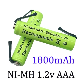 2-20PCS 1.2V 1800mah Ni-MH AAA įkraunamas akumuliatoriaus elementas su lydmetalio skirtukais Philips Braun elektrinis skustuvas, skustuvas, dantų šepetėlis