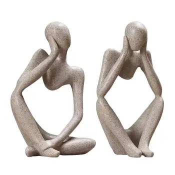 Abstraktaus mąstytojo skulptūra Minimalistinė moderni grakščios figūrėlės Mąstantis žmogus Statula studijoms Skaitiklis Miegamasis Lentyna Svetainė