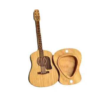 Guitar Pick Box Cool Guitar Accessories Acoustic Guitar Plectrums Wooden Guitar Picks Gift Box Guitar Shape Storage Box For