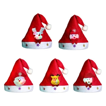 LED Light Up Animacinė kalėdinė kepurė, minkštas pliušinis audinys, mirksinčios LED lemputės, šventinė skrybėlė