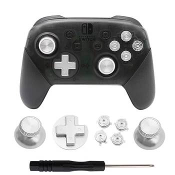 Metalas ABXY aliuminio lydinio 3D nykščio dangteliai D pad ABXY mygtukai Krypties klavišai Nintendo Switch Pro valdiklio keitimui