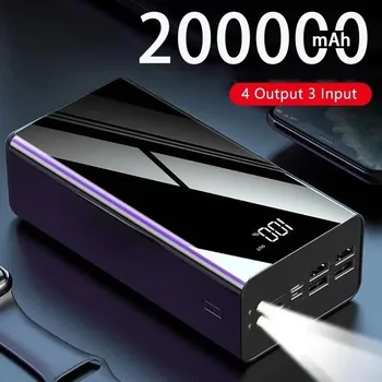 Power Bank 200000mAh Nešiojamas greitasis įkrovimas PowerBank 100000 mAh 4 USB PoverBank išorinis akumuliatoriaus įkroviklis, skirtas Xiaomi Mi 9 iPhone