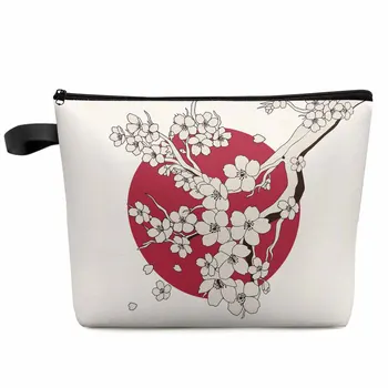 japonų Sakura Sun paprastas retro didelės talpos kelioninis kosmetikos krepšys nešiojamas makiažo laikymo maišelis moterims vandeniui atsparus pieštukų dėklas