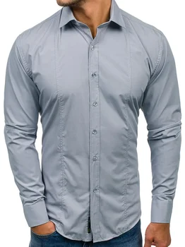 2023 Pavasaris ir ruduo Nauja mada Laisvalaikio vyriški marškiniai ilgomis rankovėmis Vyriški marškiniai Vienspalviai marškiniai