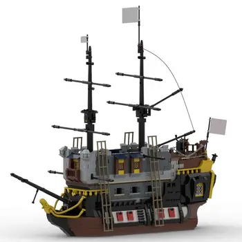 Plūduriuojanti pilis piratų valtyje Laivo modelis Konstravimo žaislų rinkinys 1988 m. MOC