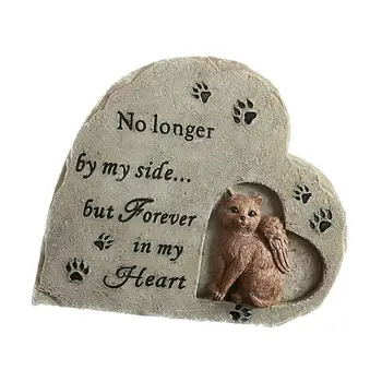 Pet Cat Memorial Stone Paw Print Cat Tombstone for Patio Outside Yard