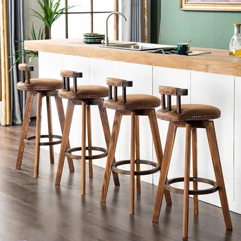 Wood Coffee Shop Baro kėdės Taburetės dizainas Minimalistinės Šiaurės šalių virtuvės baro kėdės Odinės patogios Barkrukken salono baldai