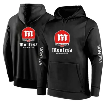 2024 Nauji vyrai Montesa motociklų pavasario ir rudens laisvalaikio mados džemperiai Vienspalviai kišeniniai megztiniai Džemperiai su gobtuvu